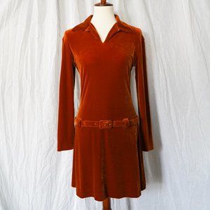 VINTAGE Nicole Miller 1970s Style Velour Mini Dres